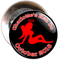 Customisable Black and Red Hen Party Devil Badge