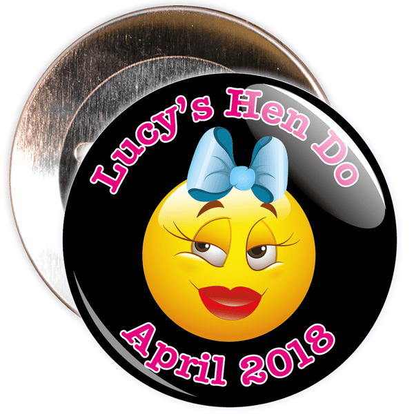 Customisable Emoticon Hen Night Badge