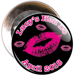 Customisable Black Hen Party Lips Badge