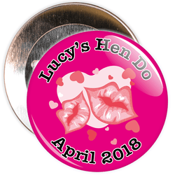 Customisable Pink Hen Party Lips Badge