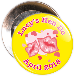 Customisable Yellow Hen Party Lips Badge