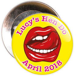 Customisable Yellow Hen Party Lips Badge