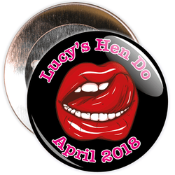 Customisable Black Hen Party Lips Badge
