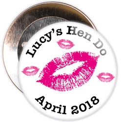 Customisable White Hen Party Lips Badge