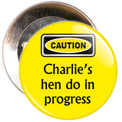 Customisable Yellow Caution Hen Do in Progress Badge