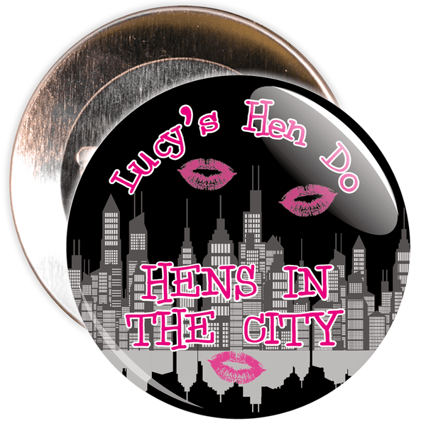 Customisable Black Hen's in the City Hen Party Badge