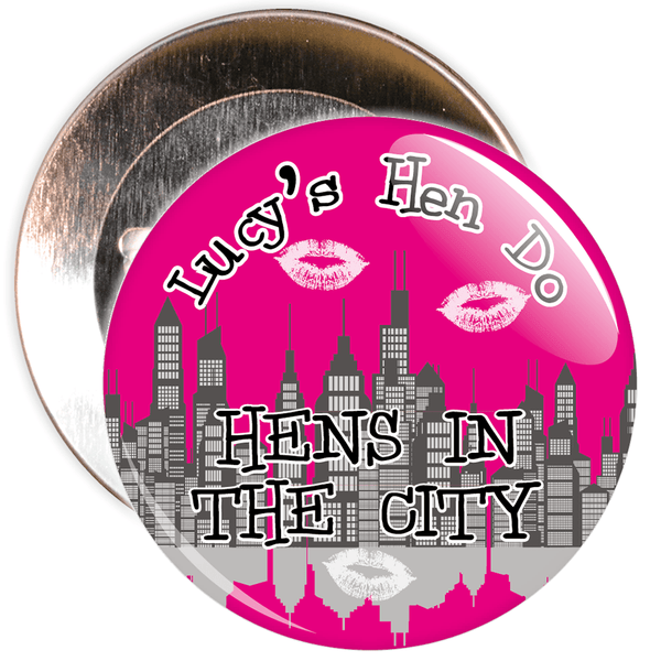Customisable Pink Hen's in the City Hen Night Badge