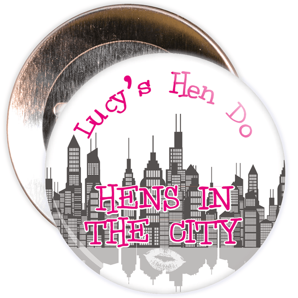 Customisable White Hen's in the City Hen Night Badge