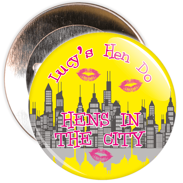 Customisable Yellow Hen's in the City Hen Night Badge