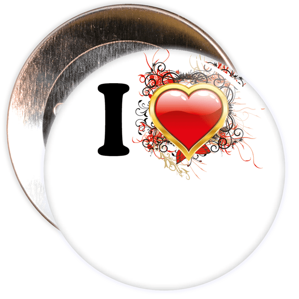 White Custom I Love Badge