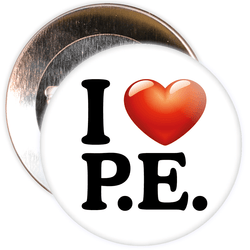 I Love PE Badge