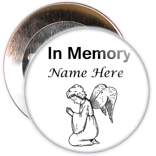 White In Memory Badge with Custom Name