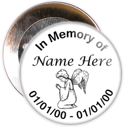 White In Memory Badge with Custom Name & Dates