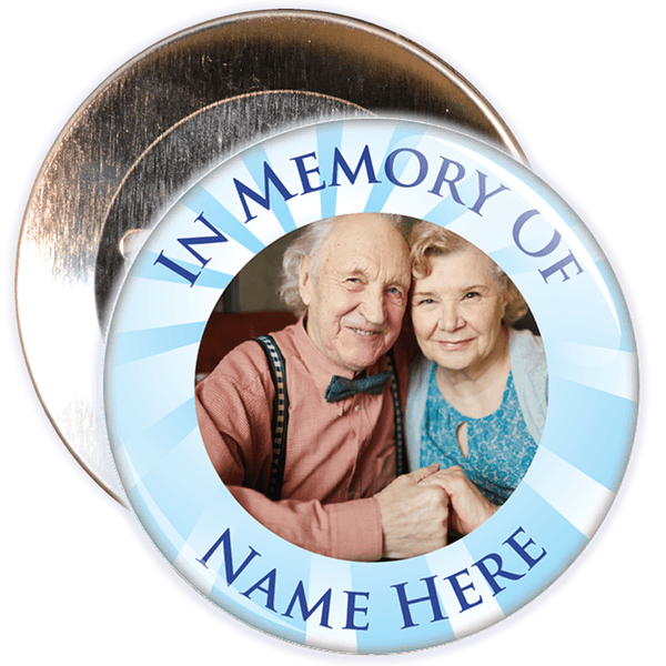 In Memory Of Photo Badge (blue rays)