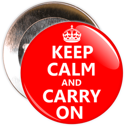 Red Keep Calm and Carry On Badge