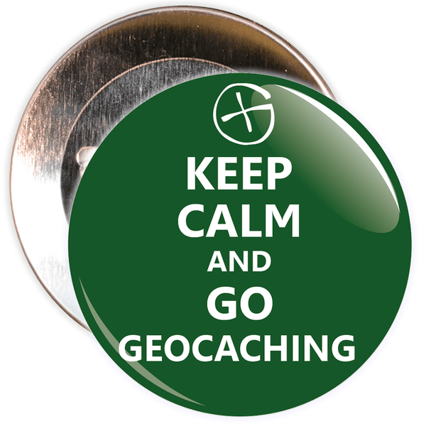 Green Keep Calm and Geocache On Badge