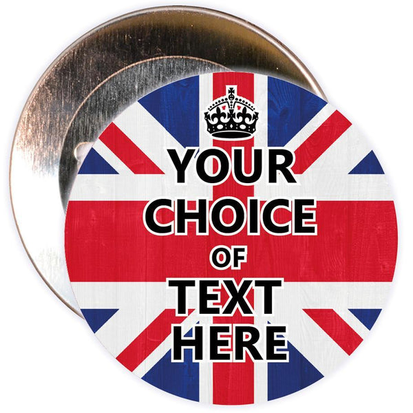 Customisable Keep Calm Badge (Union Jack)