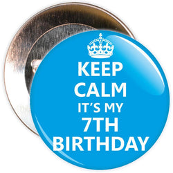 Keep Calm It's My 7th Birthday Badge (Blue)