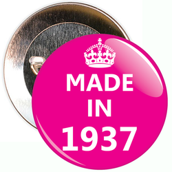 Pink Made in 1937 Birthday Badge