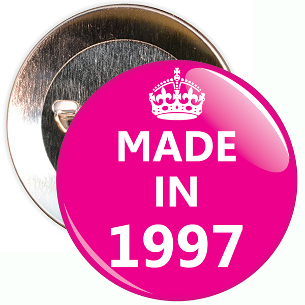 Pink Made in 1997 Birthday Badge