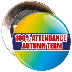 Colourful 100% Attendance Badge Autumn Term