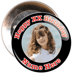 Black Customisable Birthday Photo Badge