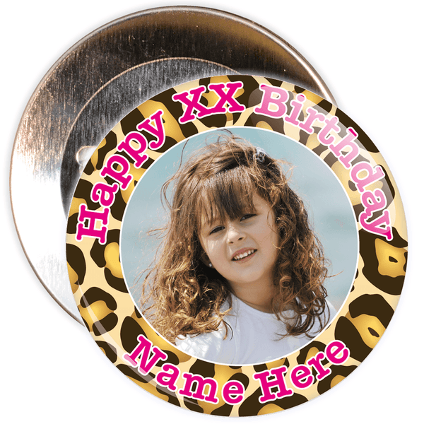 Camouflage Customisable Birthday Photo Badge