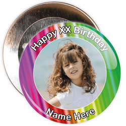 Colourful Customisable Birthday Photo Badge