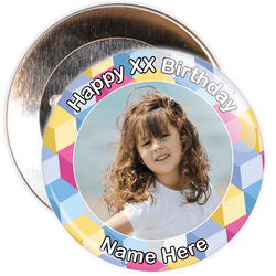 Colourful Customisable Birthday Photo Badge