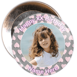 Heart Styled Customisable Birthday Photo Badge