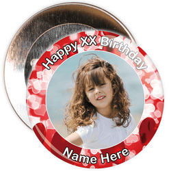 Heart Styled Customisable Birthday Photo Badge