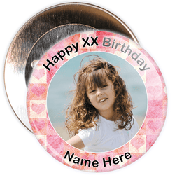 Heart Styled Customisable Birthday Photo Badge