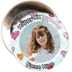 Heart Styled Customisable Birthday Photo Badge