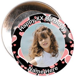 Heart Styled Customisable Birthday Photo Badge