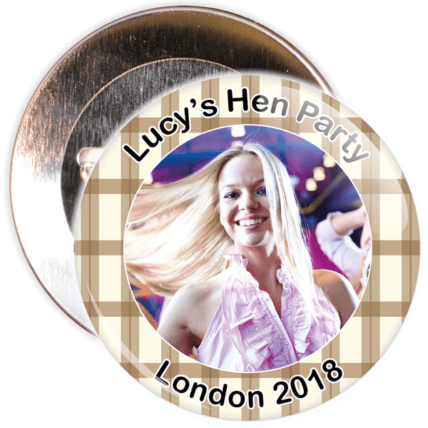 Scottish Style Tartan Hen Party Badge with Photo