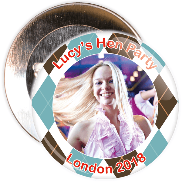 Scottish Style Tartan Hen Party Badge with Photo