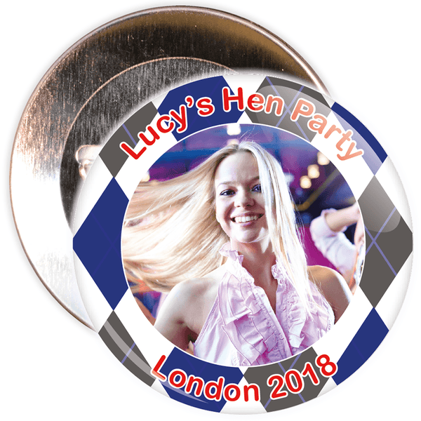 Scottish Style Tartan Hen Party Badge with Photo
