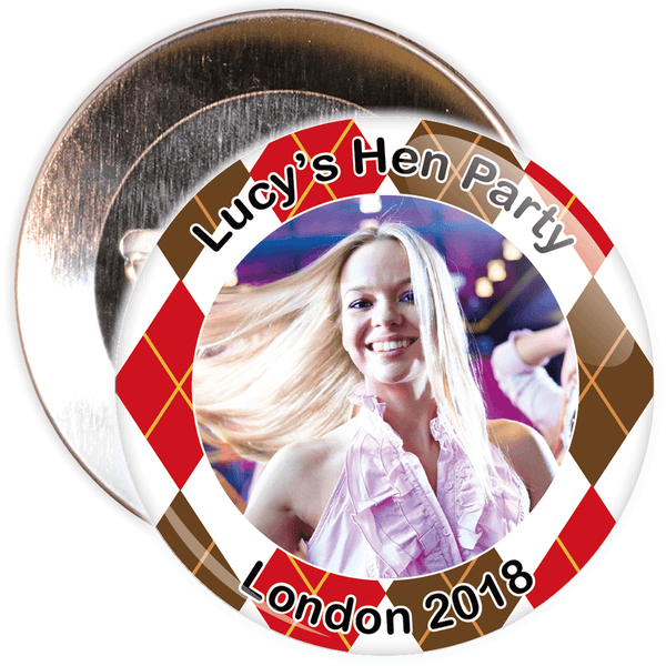 Scottish Style Tartan Hen Party Badge with Photo