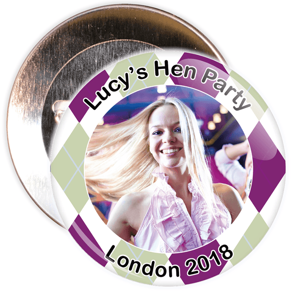 Scottish Style Tartan Hen Party Badge with Photo