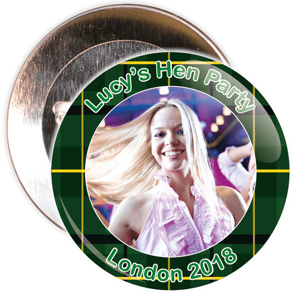 Scottish Style Tartan Hen Party Badge with Photo
