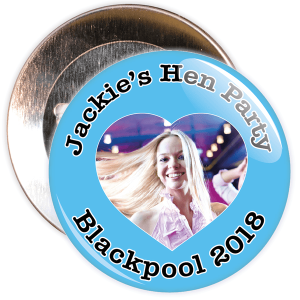 Customisable Blue Hen Night Heart Photo Badge