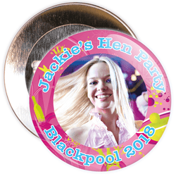 Customisable Pink Hen Party Photo Badge
