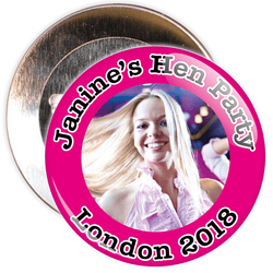 Customisable Pink Hen Party Photo Badge
