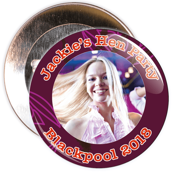 Customisable Burgandy Hen Party Photo Badge