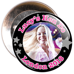 Customisable Black Stars Hen Party Photo Badge