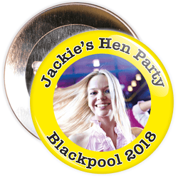 Customisable Yellow Hen Party Photo Badge