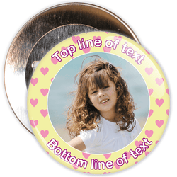 Yellow & Pink Heart Border Styled Photo Badge