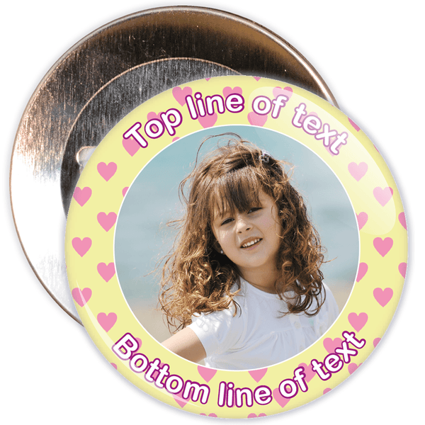 Yellow & Pink Heart Border Styled Photo Badge