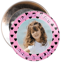 Pink & Black Heart Border Styled Photo Badge