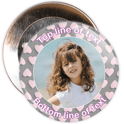 Grey & Pink Heart Border Styled Photo Badge